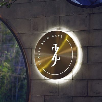 Hộp đèn Led tròn bằng thép không gỉ kim loại Logo tùy chỉnh 3D chiếu sáng