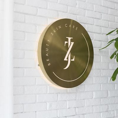 Hộp đèn Led tròn bằng thép không gỉ kim loại Logo tùy chỉnh 3D chiếu sáng