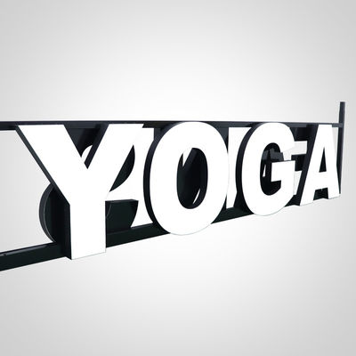 Cửa hàng Yoga Cửa hàng Bảng hiệu Đèn Led Thư kênh Với Đường đua kim loại