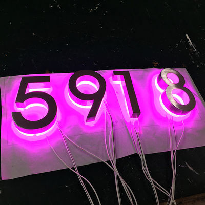 Dấu hiệu số Led ngoài trời bằng thép không gỉ 304 Bàn chải bạc Số ánh sáng RGB