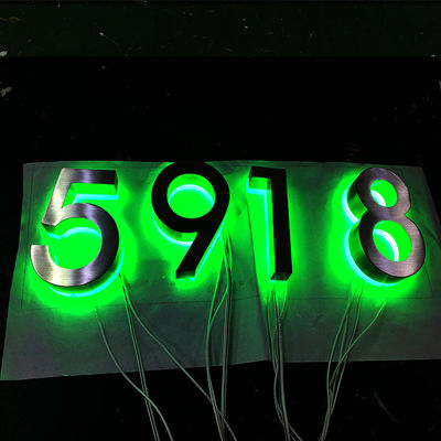 Dấu hiệu số Led ngoài trời bằng thép không gỉ 304 Bàn chải bạc Số ánh sáng RGB