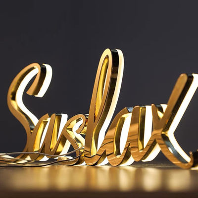 Brush Ss 3d Letter Signgold Logo Backlit Light Up 20mm