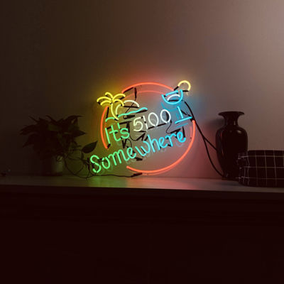 Hộp đèn neon tùy chỉnh acrylic Dấu hiệu Cocktail màu hồng không thấm nước