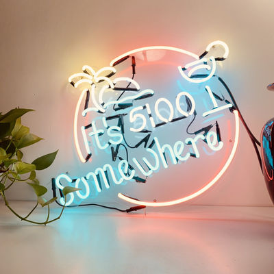 Hộp đèn neon tùy chỉnh acrylic Dấu hiệu Cocktail màu hồng không thấm nước