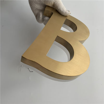 Bàn chải vàng Dấu hiệu có đèn nền bằng thép không gỉ Chữ kim loại