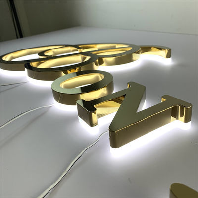 30mm Mirror Gold Hotel Backlit Dấu hiệu chữ kênh