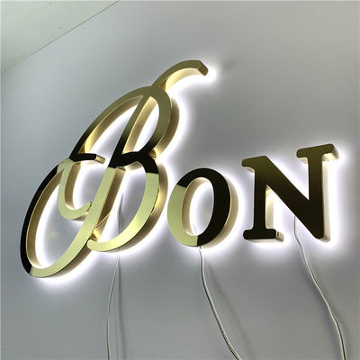 30mm Mirror Gold Hotel Backlit Dấu hiệu chữ kênh