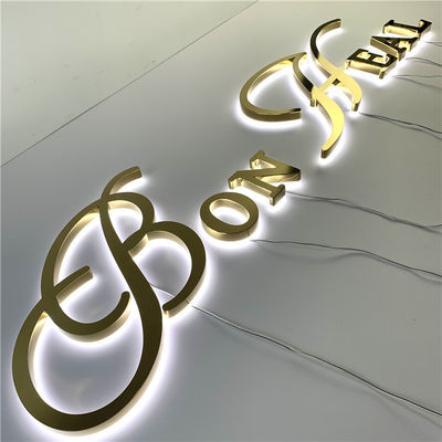 30mm Mirror Gold Hotel Backlit Dấu hiệu chữ kênh