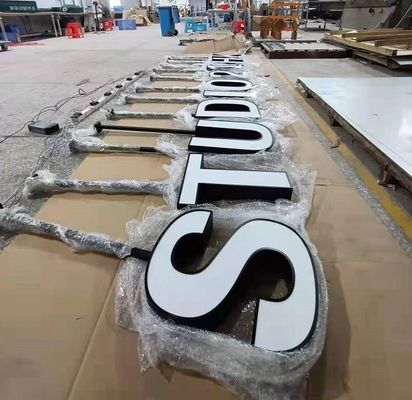 Tấm trần acrylic Dấu hiệu chữ kim loại 3D Sơn đen cho tường